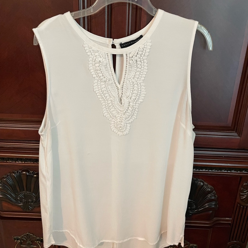 Grace Elements Cream Blouse with Flowing Fabric